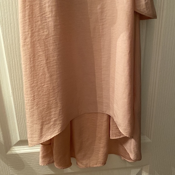 Banana Square Neck Spaghetti Strap Light Blush Pink Feminine Romantic MIDI Dress - Picture 6 of 9